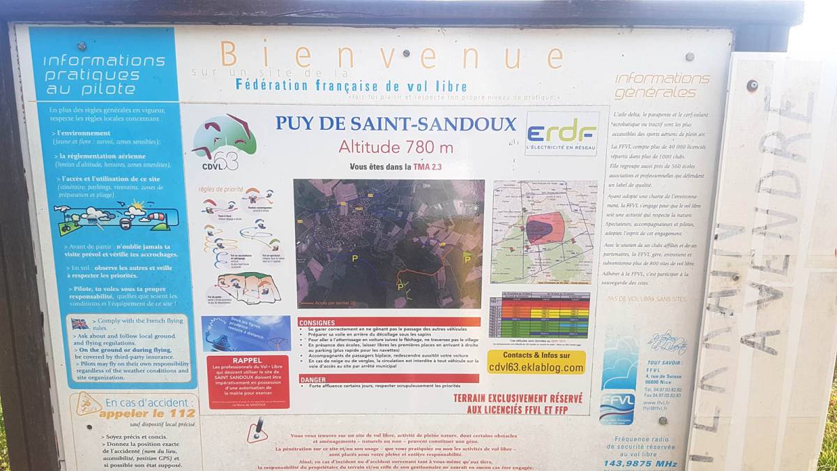 Fonctionnement site de parapente du Puy de Saint Sandoux