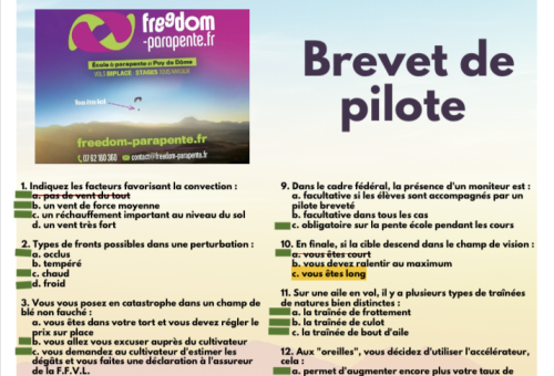 Brevet parapente Freedom Parapente